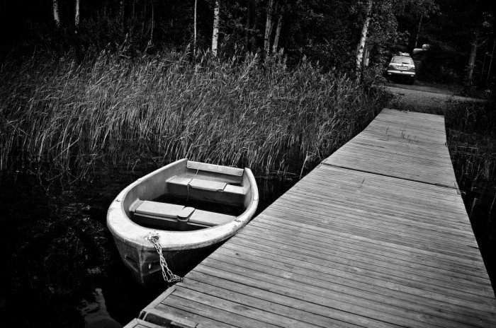 Båt i Nydalasjön, Umeå, Fotograf Lars-Göran Norlin